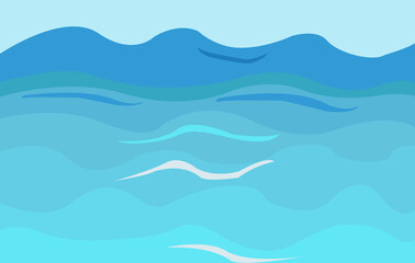 Vagues d'eau bleue aux différentes nuances. Arrière-plan abstrait bleu