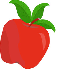 Pomme rouge avec feuilles	
