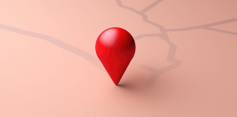 Red geolocation marker on the map in 3D style. Navigation system. Pin