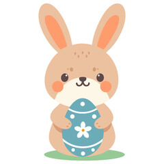Cute rabbit with easter eggs. Happy Easter bunny, vector illustration.