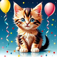 Cute playful kitten with mesmerizing eyes, exploring a sunlit garden. AI generated art