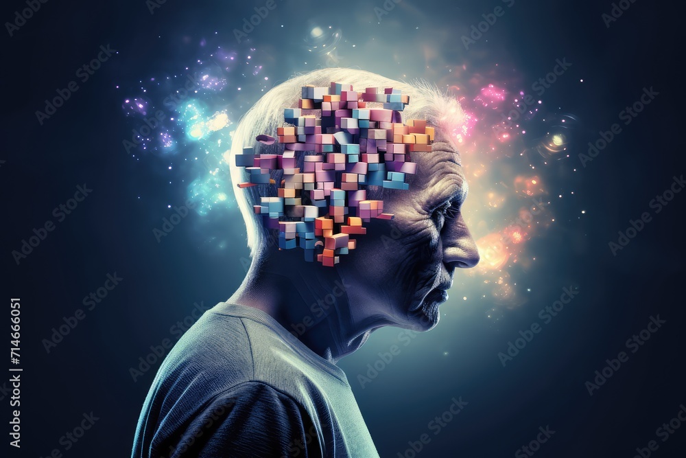 Aufkleber human brain ai colorful neuron illustration, brain learning new knowledge and understanding input th