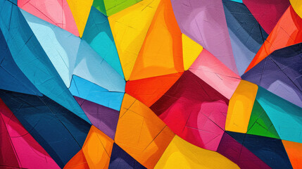 Multicolored abstract canvas background with geometric shapes in bright colors forming a mosaic - obrazy, fototapety, plakaty