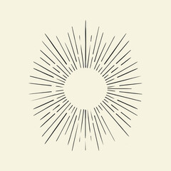 Obraz premium Sparkling star, magical shine. Fairytale simple hand drawn boho style illustration, icon. Starlight effect, sun, vector.