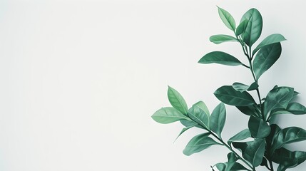 Tropical Finesse: A Vibrant Green Plant on a White Canvas – Create a Serene Atmosphere with This Nature-inspired Image, Ideal for Text Overlay