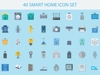 smart home icon set flat style for your web design	