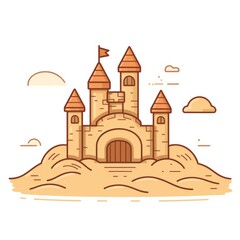 Sandcastle on White Background AI Generated