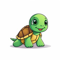 Isolated Turtle on White Background AI Generated