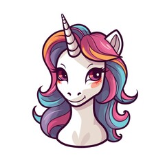 Beautiful Unicorn on White Background AI Generated