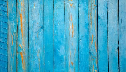 light blue old wooden background of boards old worn cracked paint bright saturated color
