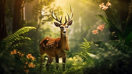 Fototapeta premium deer in the forest created with Generative Ai