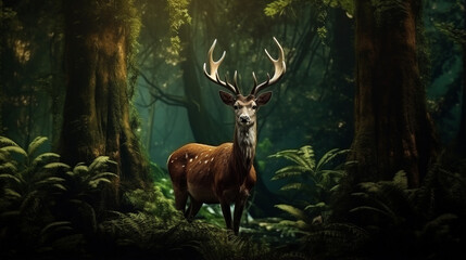 Fototapeta premium deer in the forest created with Generative Ai