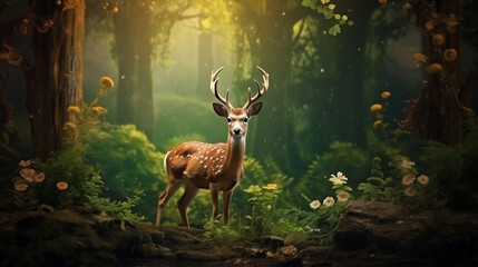 Fototapeta premium deer in the forest created with Generative Ai