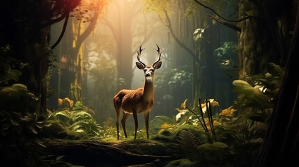 Fototapeta premium deer in the forest created with Generative Ai