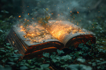 open book, magic fairy tale, fantasy concept