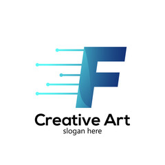 Obraz premium F letter logo energy design gradient colorful
