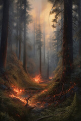 Fototapeta premium Fire in the forest