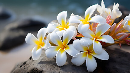 Fototapeta na wymiar Tropical flowers frangipani (plumeria) flower