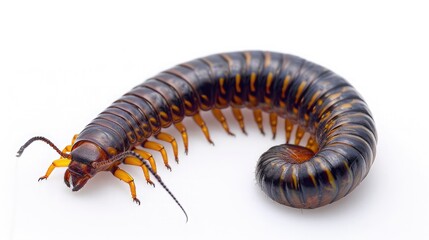millipede on isolated white background.