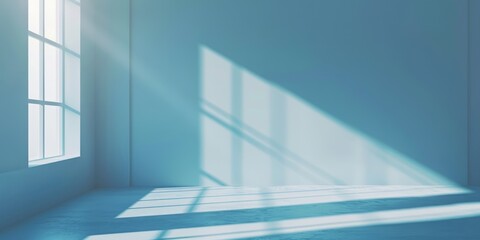 minimalistic window shadow on wall background with sunlight