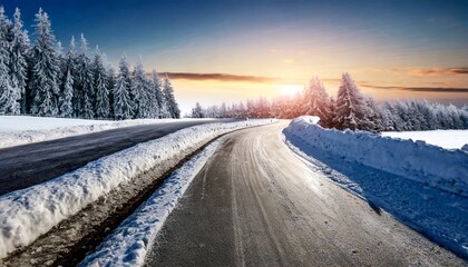 winter road background generative ai