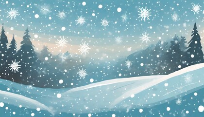 Fototapeta na wymiar winter snowfall and snowflakes on light blue background hand drawn snow pattern doodle cold winter sky background