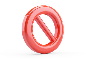 red 3d render of a sign not allowed on white background. Generative Ai.