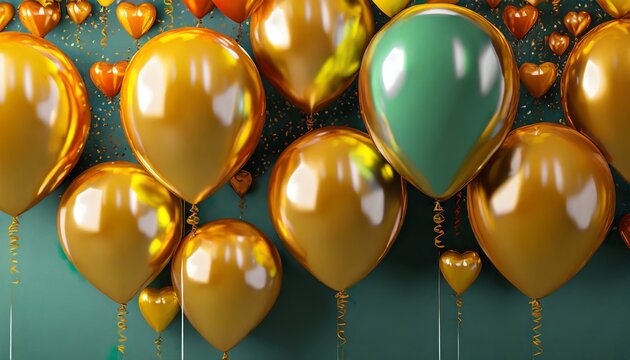 set of colorful balloons with empty space for text realistic background for birthday anniversary wedding holiday congratulation banners festive template for social media 3d render illustration