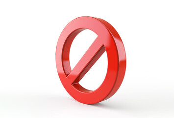 Fototapeta premium red 3d render of a sign not allowed on white background. Generative Ai.