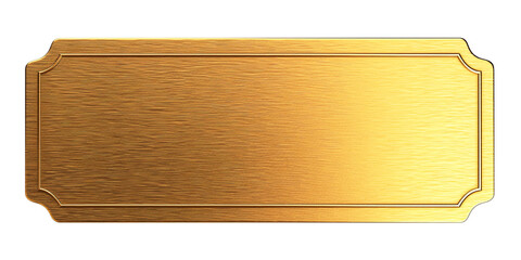 blank golden ticket, top view, isolated, PNG