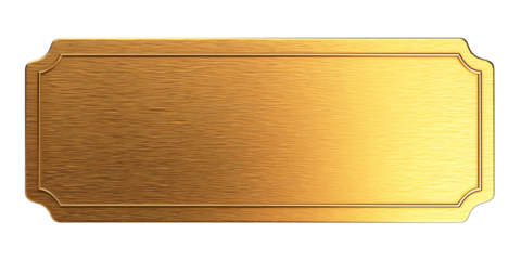 blank golden ticket, top view, isolated, PNG