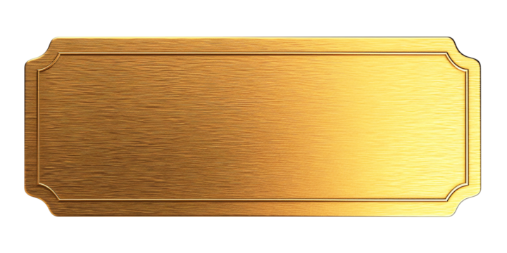 blank golden ticket, top view, isolated, PNG