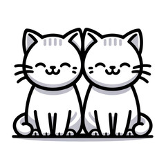 Cute cats are siting together with smiley face