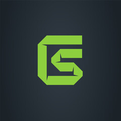 Origami style letters. CS -  initials or logo. C and S - monogram or logotype. Vector design element or icon.