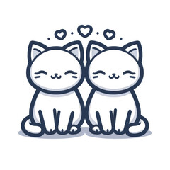 Cute cats are siting together with smiley face