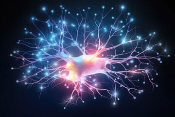 Fototapeta premium Colored brain neuron mind precision, Stereotactic human axon interventions, Metastatic, aim to navigate Pineal Gland Tumor, offering hope amid chromatic complexity of brain cancer tumor oncology