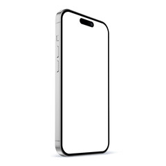 Phone mockup display with blank white screen isolated in white background. Realistic smartphone mockup suitable for your mobile app or bussiness