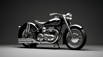 A vintage black and white motorbike from the 1950s. - obrazy, fototapety, plakaty