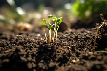 Sprout sprouting from soil under sunlight