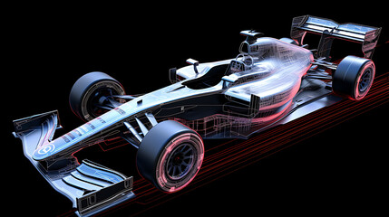 The aerodynamic features of a Formula 1 car. - obrazy, fototapety, plakaty