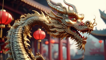 Fototapeta premium Beautiful fantasy dragon. Year of the Dragon according to the eastern horoscope