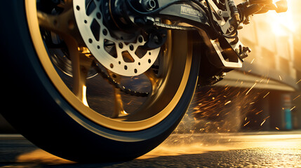 The braking capabilities of a high-performance bike. - obrazy, fototapety, plakaty