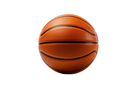 Basketball in Midair, Painting the Horizon with Athletic Prowess and Sporting Grace on a White or Clear Surface PNG Transparent Background.