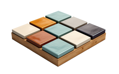 The Box of Ceramic Floor Tiles, Crafting a Symphony of Artistry in Flooring Design on a White or Clear Surface PNG Transparent Background.