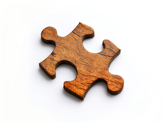 Fototapeta premium wooden puzzle piece, white background. Generative Ai.