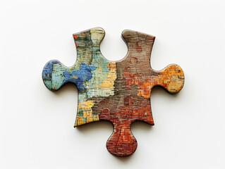 puzzle piece on white, top view. Generative Ai.