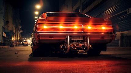 The exhaust note of a modified street car. - obrazy, fototapety, plakaty