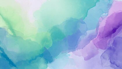 Obraz na płótnie Canvas abstract colorful watercolor paint pastel tone blue green violet purple background with liquid fluid texture for background banner