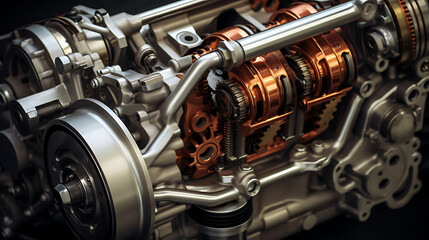 The gearbox of a high-performance car. - obrazy, fototapety, plakaty