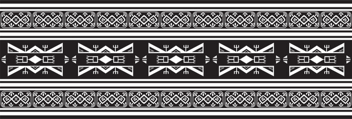 Native American vector monochrome seamless pattern. Endless black aztec, maya, inca ornament. Drawing for sandblasting and plotter and laser cutting.